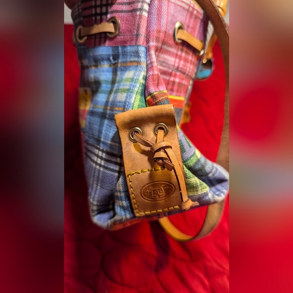 Vintage  Dooney & Bourke Rare Madras Plaid Picnic Ants Bag Purse - Picture 4 of 11